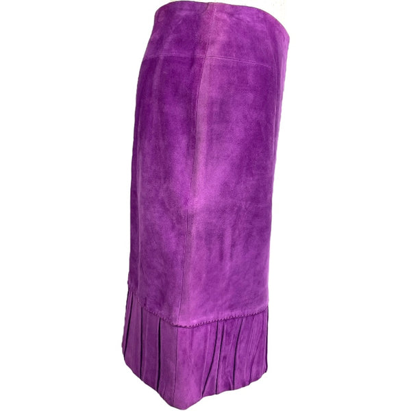 ロエベ LOEWE スエードレザースカート パープル レザー レディース スカート