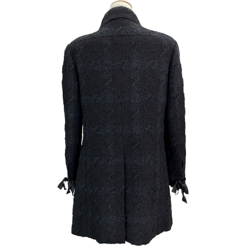 シャネル CHANEL リボン装飾ツイードコート P26886V17322 ブラック ウール レディース ダッフルコート