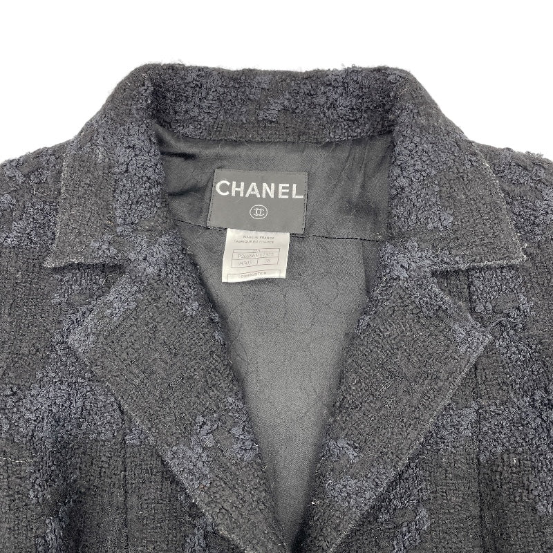 シャネル CHANEL リボン装飾ツイードコート P26886V17322 ブラック ウール レディース ダッフルコート