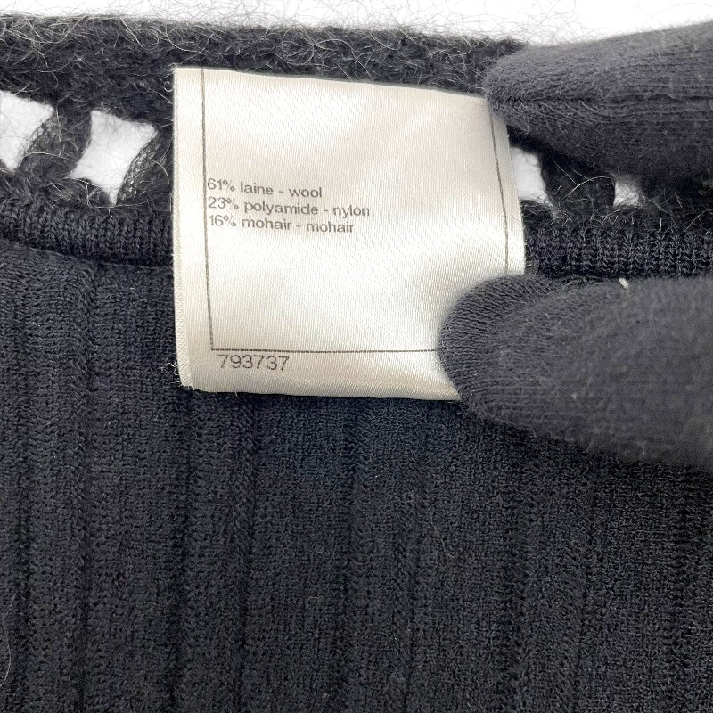 シャネル CHANEL ノーカラーニットカーディガン P39212 ブラック ウール レディース カーディガン