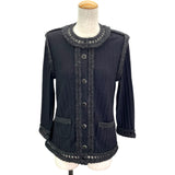 シャネル CHANEL ノーカラーニットカーディガン P39212 ブラック ウール レディース カーディガン