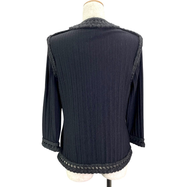 シャネル CHANEL ノーカラーニットカーディガン P39212 ブラック ウール レディース カーディガン