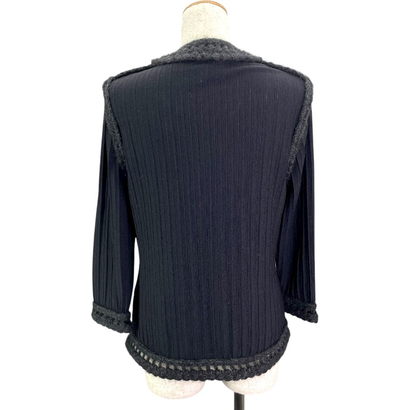 シャネル CHANEL ノーカラーニットカーディガン P39212 ブラック ウール レディース カーディガン