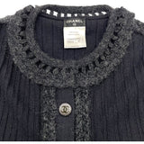 シャネル CHANEL ノーカラーニットカーディガン P39212 ブラック ウール レディース カーディガン