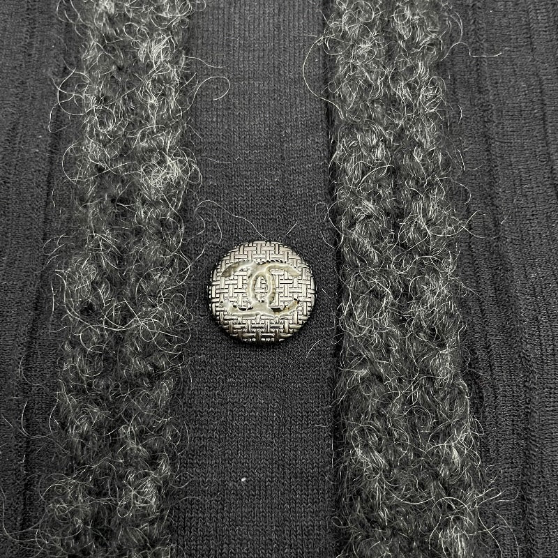 シャネル CHANEL ノーカラーニットカーディガン P39212 ブラック ウール レディース カーディガン
