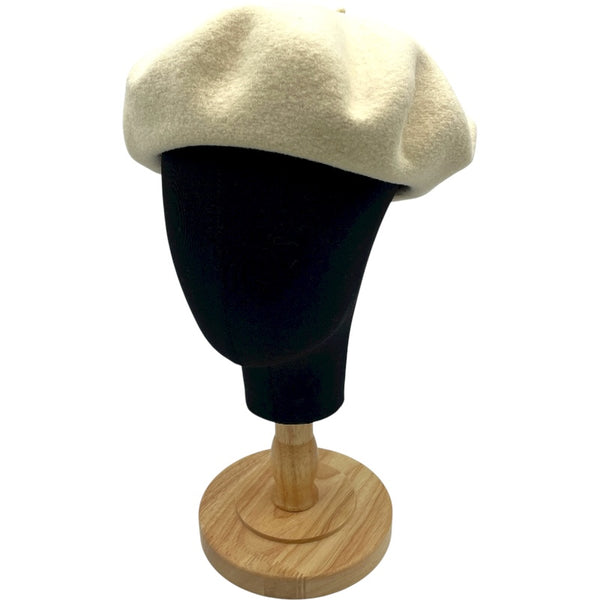 エルメス HERMES サントノーレセリエボタン ベレー帽 ホワイト ウール レディース その他ファッション雑貨