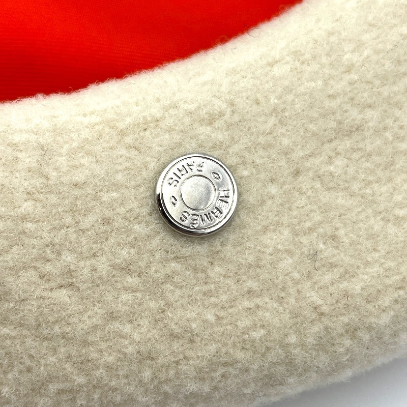 エルメス HERMES サントノーレセリエボタン ベレー帽 ホワイト ウール レディース その他ファッション雑貨