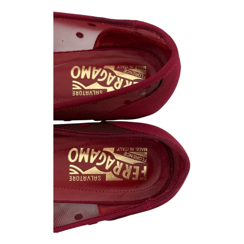 サルヴァトーレ・フェラガモ Salvatore Ferragamo ヴァラリボンドメッシュパンプス レッド レディース パンプス