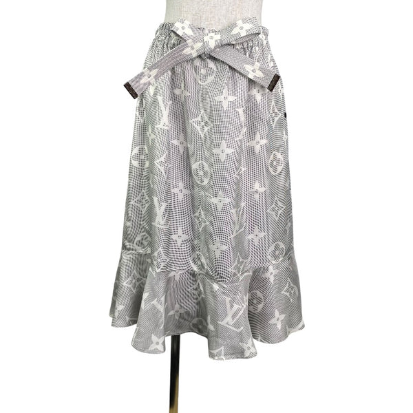 ルイ・ヴィトン LOUIS VUITTON マヒナモノグラムフレアスカート FOSK05RV6 グレー シルク レディース ロングスカート