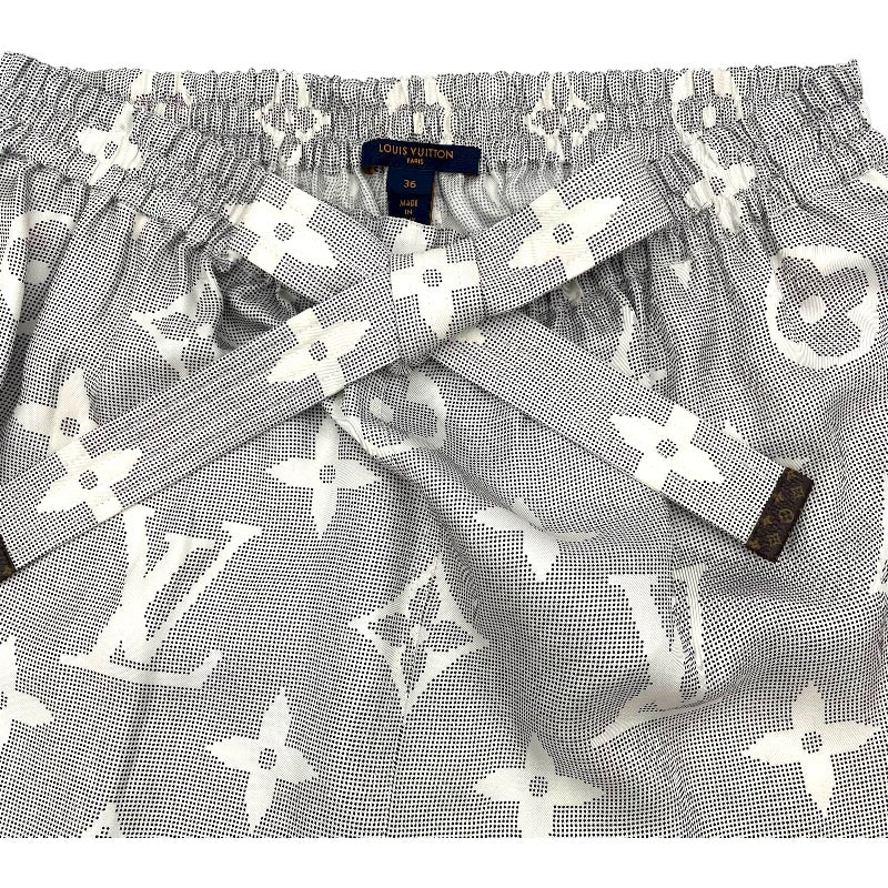 ルイ・ヴィトン LOUIS VUITTON マヒナモノグラムフレアスカート FOSK05RV6 グレー シルク レディース ロングスカート