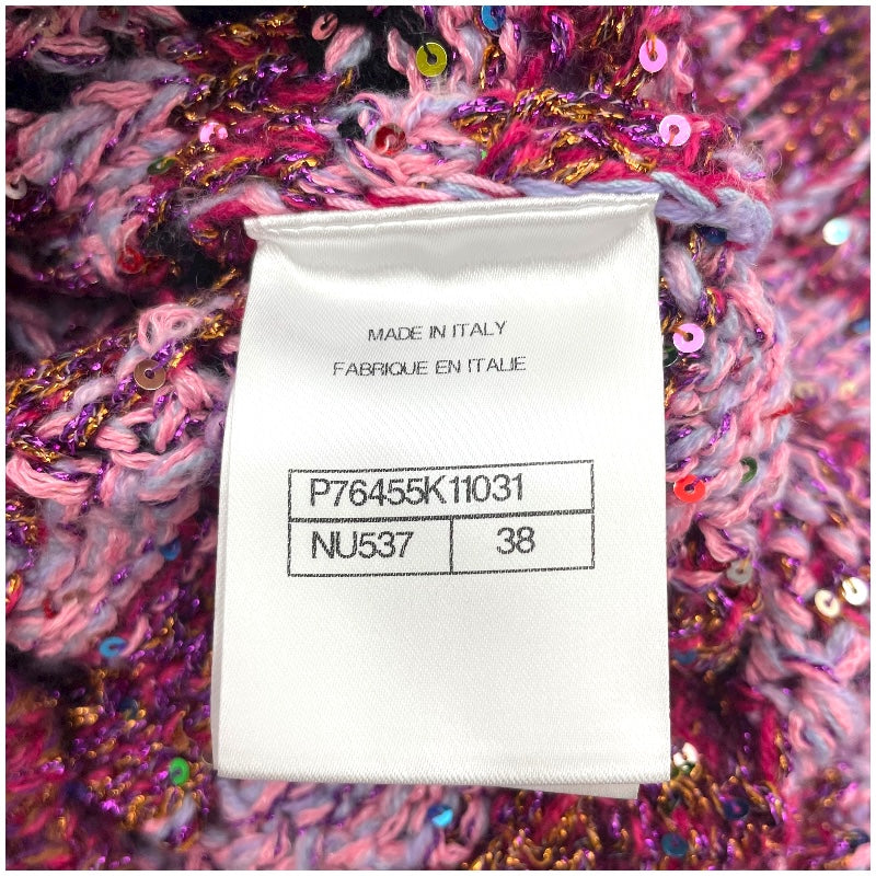 シャネル CHANEL ココマークボタンニットカーディガン P76455 ピンク ポリエステル レディース カーディガン