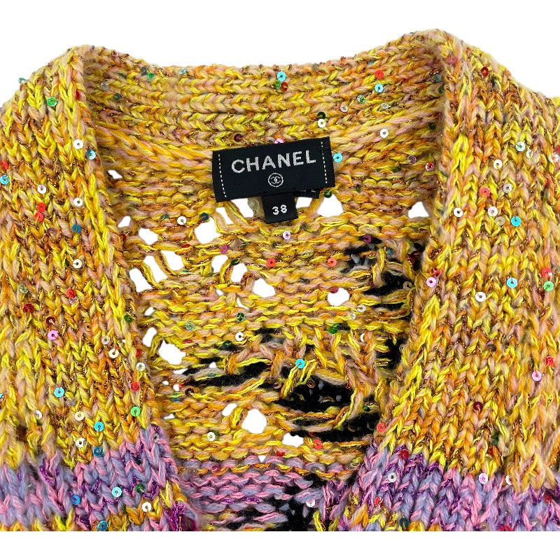 シャネル CHANEL ココマークボタンニットカーディガン P76455 ピンク ポリエステル レディース カーディガン