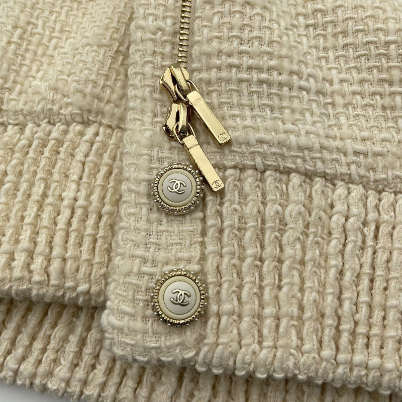 シャネル CHANEL ココマークボタンツイードジャケット ホワイト ツイード レディース その他アウター