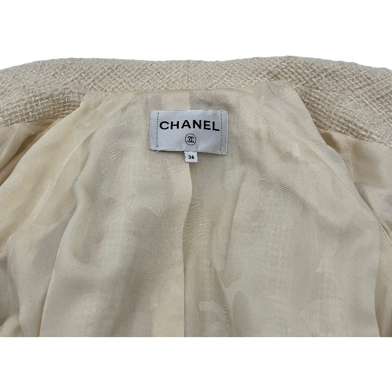 シャネル CHANEL ココマークボタンツイードジャケット ホワイト ツイード レディース その他アウター