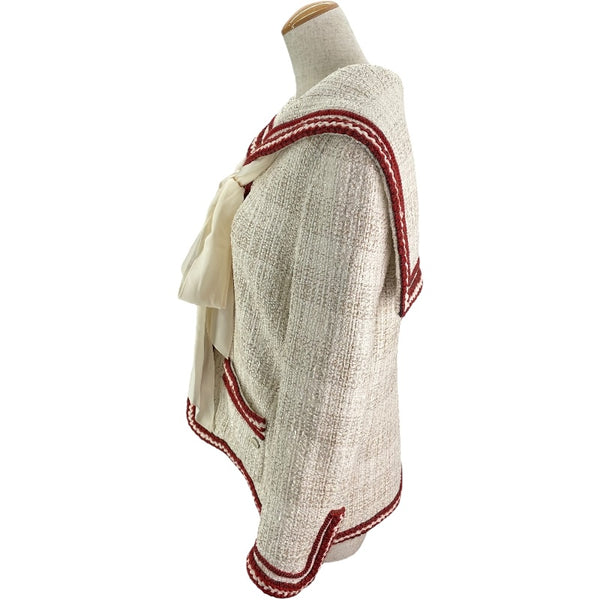 シャネル CHANEL セーラーカラーツイードジャケット ホワイト ツイード レディース その他アウター