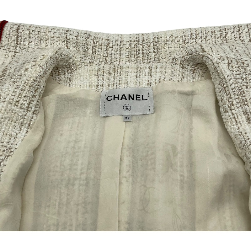 シャネル CHANEL セーラーカラーツイードジャケット ホワイト ツイード レディース その他アウター