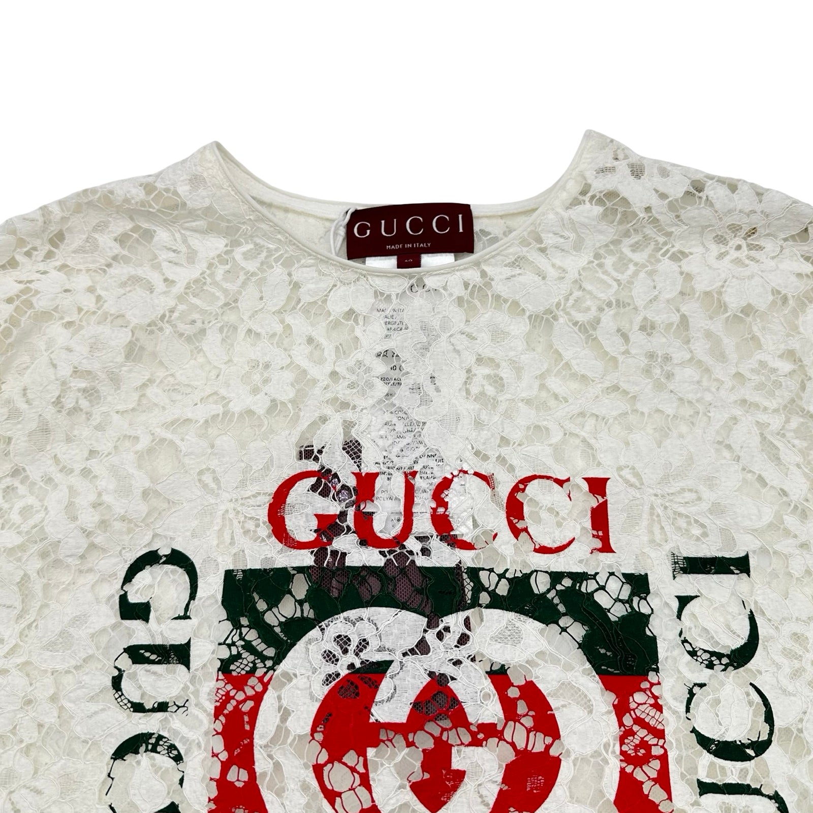 グッチ GUCCI ロゴプリント半袖チュニック 788990 ホワイト レーヨン