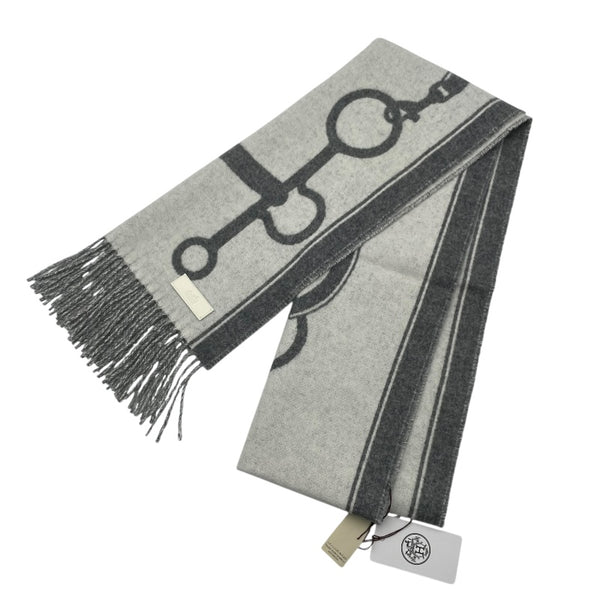 エルメス HERMES マフラー モール イヴォワールxフランネルグレー カシミヤ マフラー