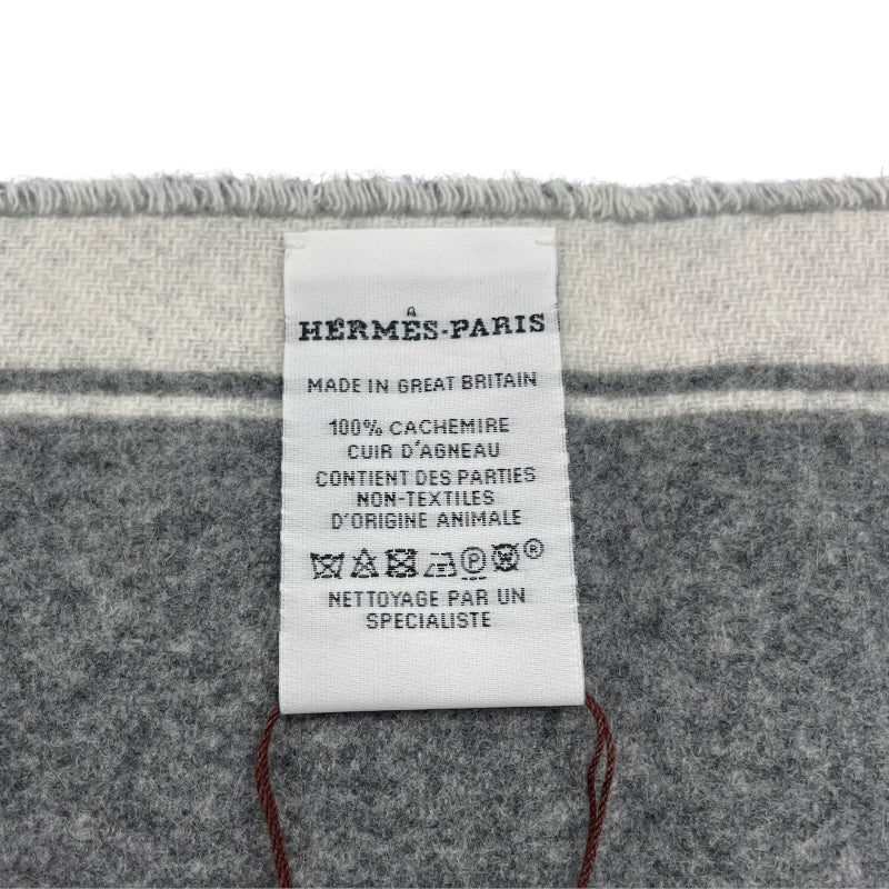 エルメス HERMES マフラー モール イヴォワールxフランネルグレー カシミヤ マフラー