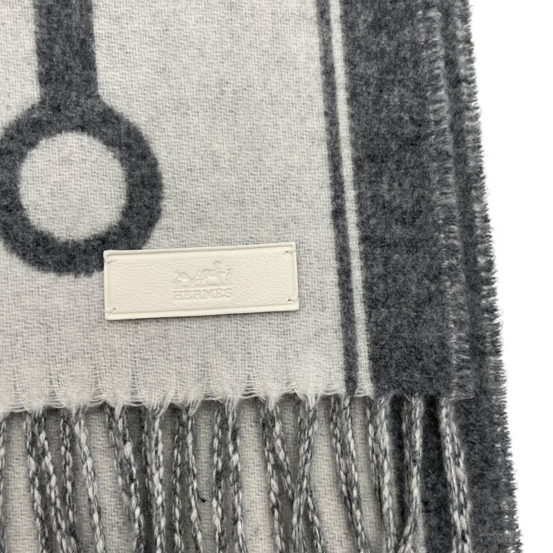 エルメス HERMES マフラー モール イヴォワールxフランネルグレー カシミヤ マフラー