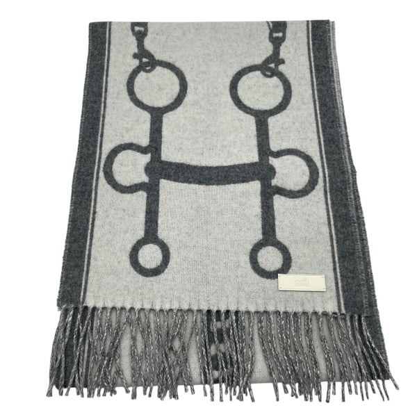 エルメス HERMES マフラー モール イヴォワールxフランネルグレー カシミヤ マフラー