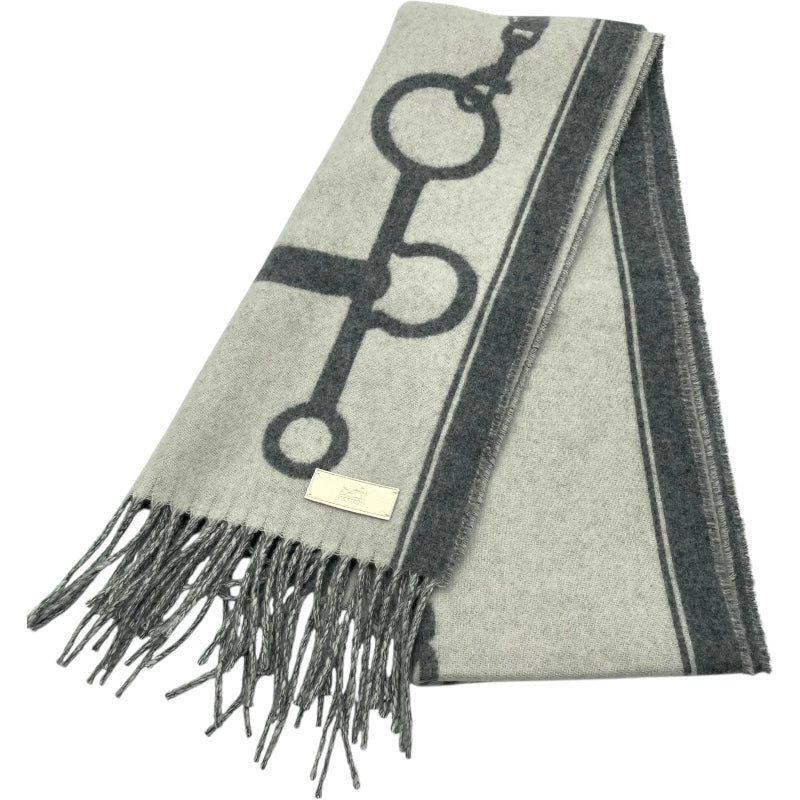 エルメス HERMES マフラー モール イヴォワールxフランネルグレー カシミヤ レディース マフラー