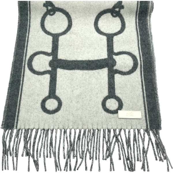 エルメス HERMES マフラー モール イヴォワールxフランネルグレー カシミヤ レディース マフラー