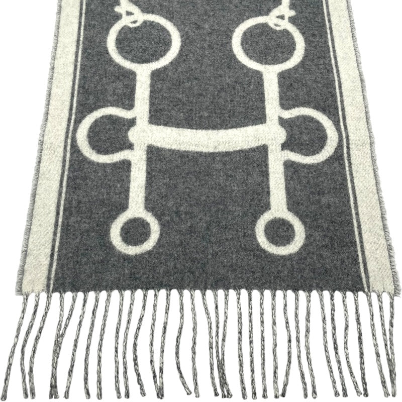 エルメス HERMES マフラー モール イヴォワールxフランネルグレー カシミヤ レディース マフラー