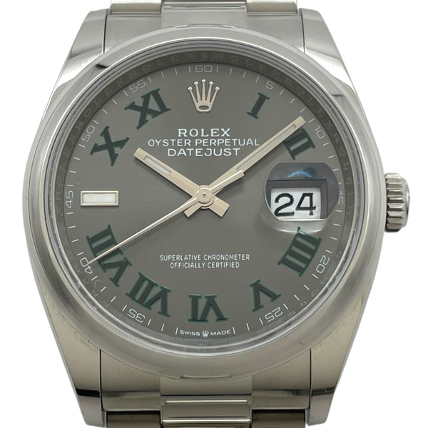 ロレックス ROLEX デイトジャスト36 ストレート 126200 グレー SS 自動巻き メンズ 腕時計