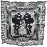 エルメス HERMES カレ70 フリル BRIDES DE GALA A POIS ブラック ホワイト シルク レディース スカーフ