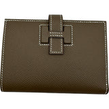 エルメス HERMES ニューHパッサンコンパクトウォレット W刻印 エトゥープ エプソン レディース 二つ折り財布