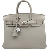 エルメス HERMES バーキン25 W刻印 クレ シルバー金具 トゴ レディース ハンドバッグ