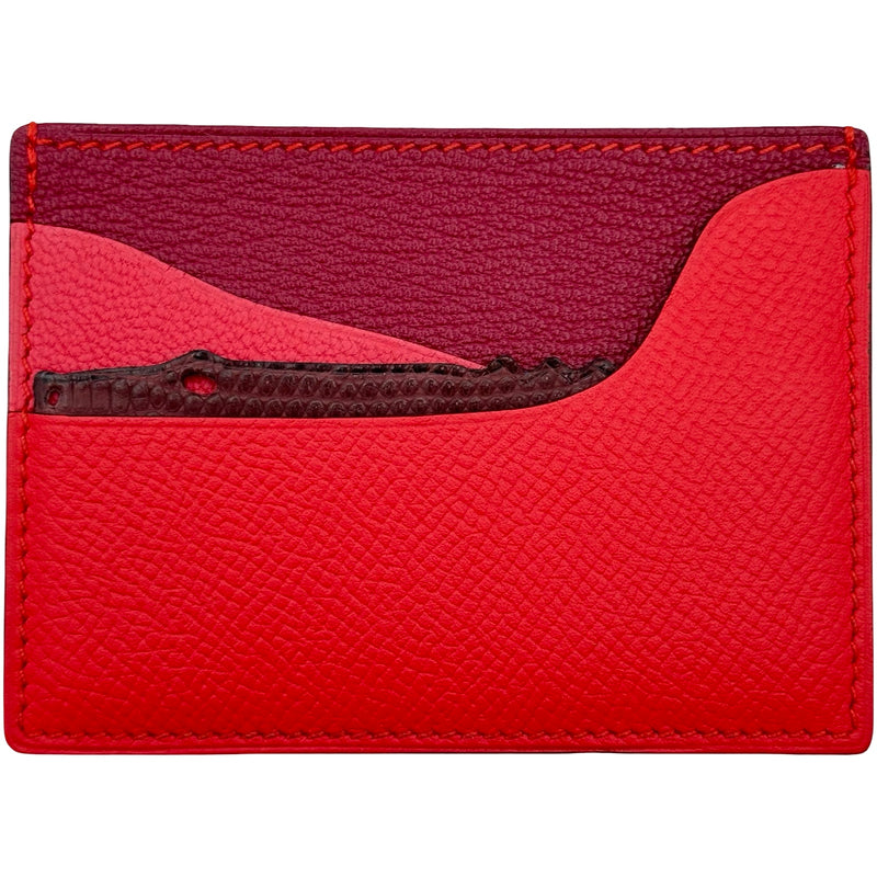 極美品　エルメス　カードケース　レッド　名刺入れ　エプソン エルメス HERMES カードケース プティアッシュ レッド エプソン