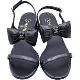 シャネル CHANEL ココマーク リボモチーフ ヒールサンダル G46192 ブラック レディース サンダル