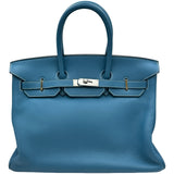 エルメス HERMES バーキン35 □K刻印 ブルージーン/シルバー金具 トリヨン レディース ハンドバッグ