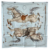 エルメス HERMES カレ90 ON EST BIEN ICI ブルー シルク レディース スカーフ