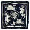 エルメス HERMES カレH80 フリンジ FRANGE HOMME EX LIBRIS ブラック/ホワイト シルク レディース スカーフ
