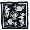 エルメス HERMES カレH80 フリンジ FRANGE HOMME EX LIBRIS ブラック/ホワイト シルク レディース スカーフ