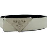 プラダ PRADA トライアングルロゴベルト ホワイト サフィアーノ メンズ ベルト