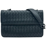 ボッテガ・ヴェネタ BOTTEGA VENETA イントレチャートチェーンショルダーバッグ ブラック レザー レディース ショルダーバッグ