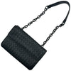 ボッテガ・ヴェネタ BOTTEGA VENETA イントレチャートチェーンショルダーバッグ ブラック レザー レディース ショルダーバッグ