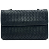 ボッテガ・ヴェネタ BOTTEGA VENETA イントレチャートチェーンショルダーバッグ ブラック レザー レディース ショルダーバッグ