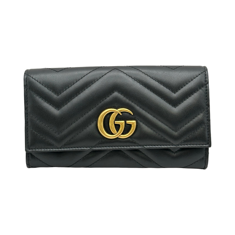 GUCCI レザー 二つ折り財布 G金具 ブラック グッチ GUCCI ダブルGコンチネンタルウォレット 443436 ブラック