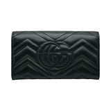 グッチ GUCCI ダブルGコンチネンタルウォレット 443436 ブラック ゴールド金具 レザー レディース 長財布