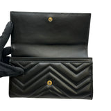 グッチ GUCCI ダブルGコンチネンタルウォレット 443436 ブラック ゴールド金具 レザー レディース 長財布