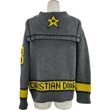 クリスチャン・ディオール Christian Dior セーラーカラーウールニットカーディガン 244G53AM121 グレー ウール レディース カーディガン