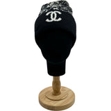 シャネル CHANEL ココマークカメリア総柄ニットキャップ ブラック カシミヤ レディース その他ファッション雑貨