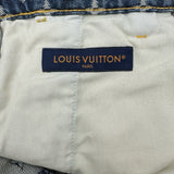 ルイ・ヴィトン LOUIS VUITTON サイドレザーラインモノグラムデニムパンツ HSD10W ブルー デニム メンズ デニムパンツ