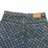 ルイ・ヴィトン LOUIS VUITTON サイドレザーラインモノグラムデニムパンツ HSD10W ブルー デニム メンズ デニムパンツ