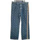 ルイ・ヴィトン LOUIS VUITTON サイドレザーラインモノグラムデニムパンツ HSD10W ブルー デニム メンズ デニムパンツ